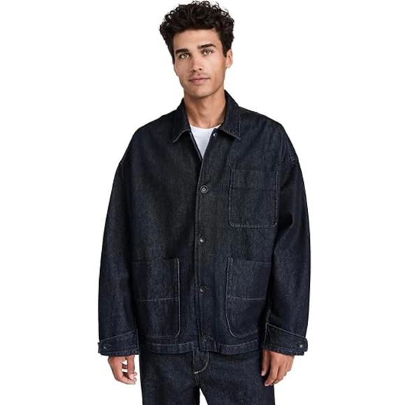 Rag & Bone Mercer Denim Dark Wash Chore Jacket Cotton Patch Pockets Designer XL - Picture 1 of 12